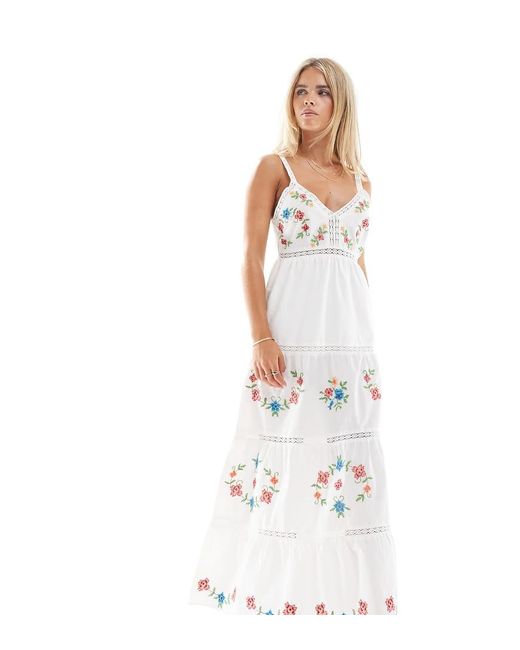 Miss Selfridge White Embroidered Heritage Maxi Dress