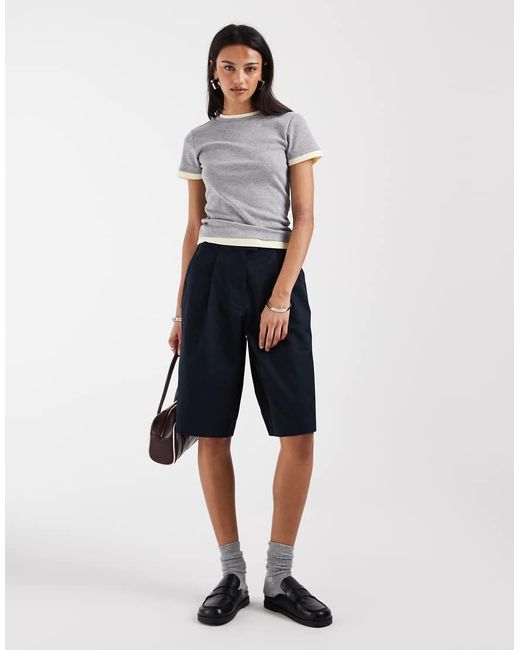 Fred Perry Geplooide Bermudashort in het Blue