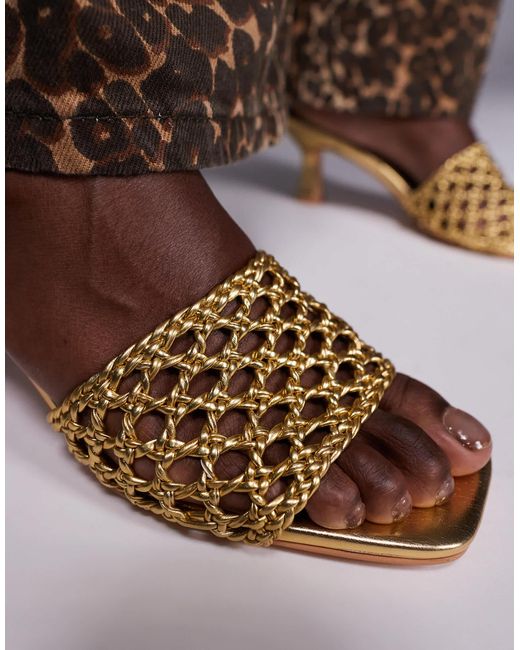 Public Desire Brown – maribelle – gewebte pantoletten