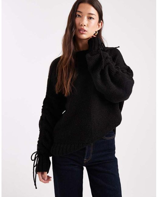 Jersey Con Mangas Fruncidas De ASOS de color Black