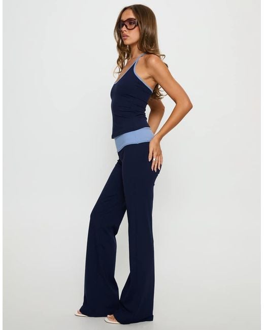 Princess Polly Blue Kobee Foldover Flare Pants