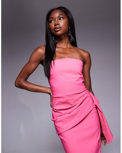 Vesper Pink – trägerloses maxikleid aus bengaline
