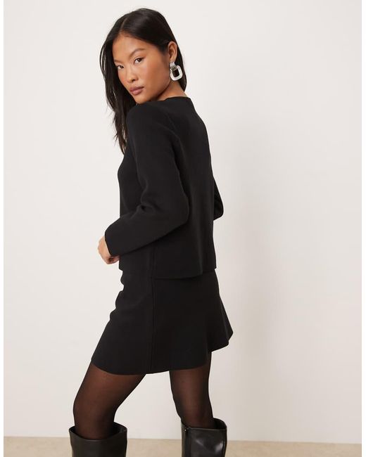 Vila Black Ribbed Cardigan With Hammered Silver Buttons