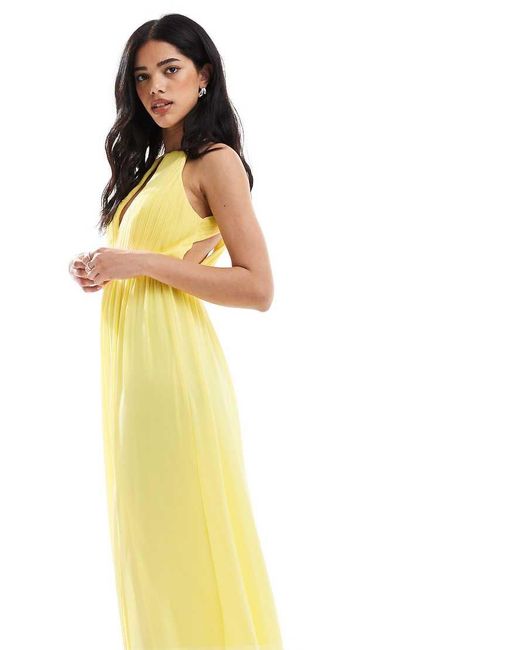 TFNC London Metallic High Neck Maxi Dress With Cut Out Detail