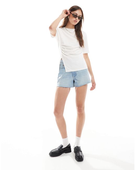 Object Blue Corset Waist T-shirt With Split