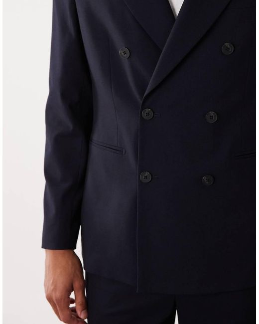 ASOS Blue Regular Double Breasted Suit Blazer for men