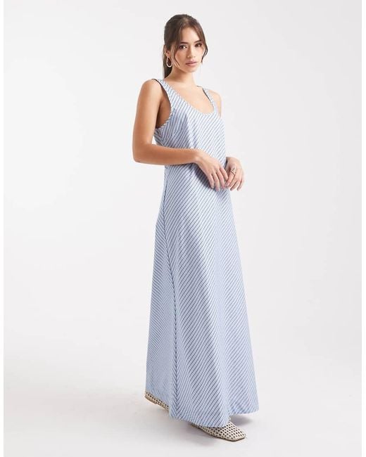 Vrg Grl Blue Kajal Striped Smock Maxi Dress