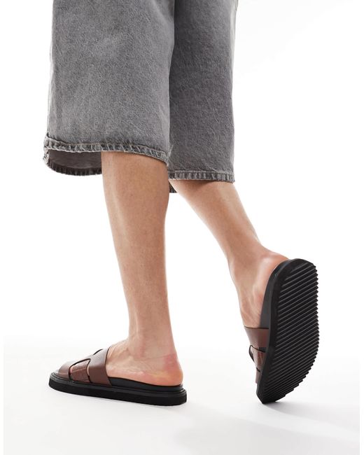 ASOS Brown Slider Sandals for men