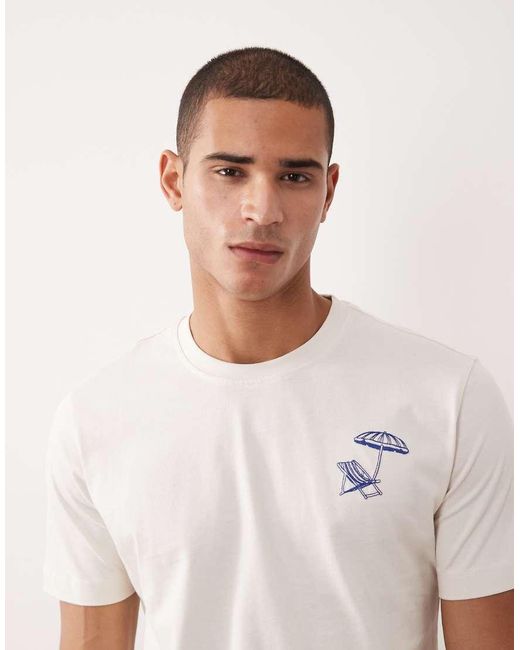 Mango Blue 100% Cotton Embroidered T-hirt for men