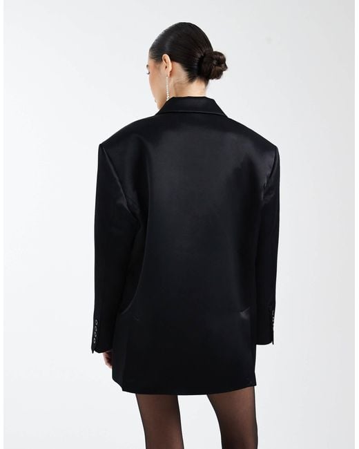 ASOS Blue Oversized Double Breasted Satin Blazer