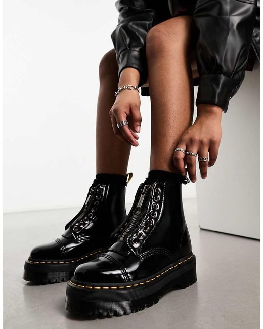 Botas Negras Con Plataforma De Material Vegano Oxford Sinclair De Dr. Martens de color Black