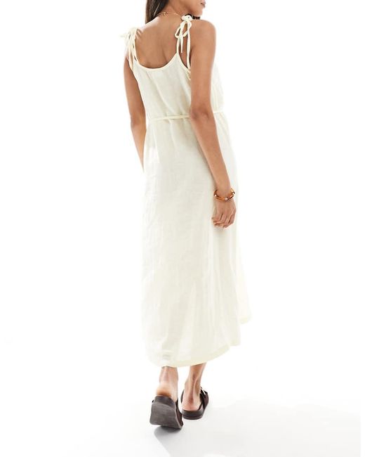 Mama.licious White Mamalicious Maternity Textured Strappy Midi Dress With Tie Waist