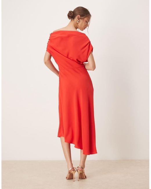 Mango Red Asymmetric Midi Dress