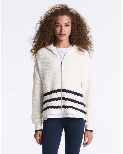 Oysho White Wave Knit Hooded Jacket