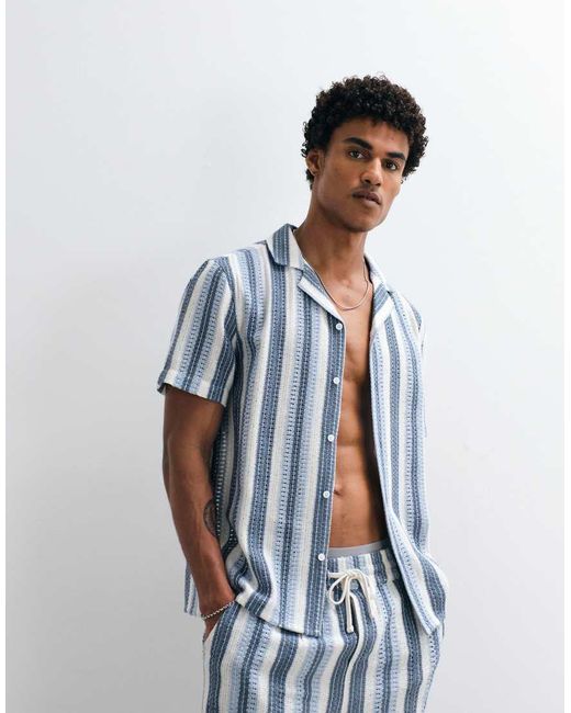 Aray Blue Crochet Shirt for men