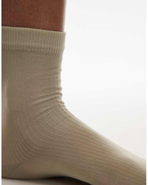 Calzini Color Kaki Trasparenti A Coste di TOPSHOP in Green