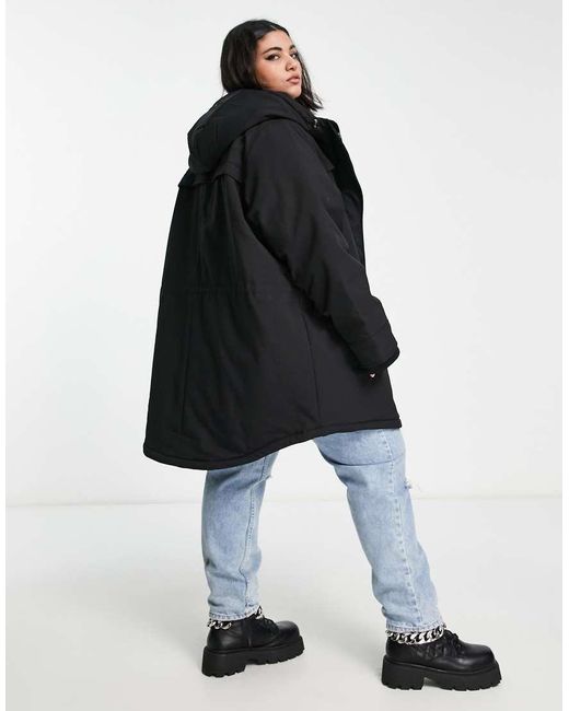 ONLY Black Longline Parka Coat