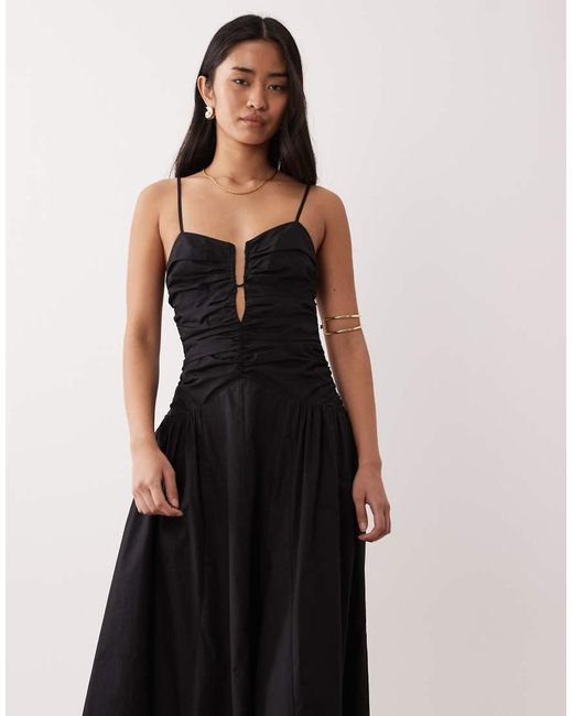 Nia Black Sawtelle Ruched Waist Midaxi Dress