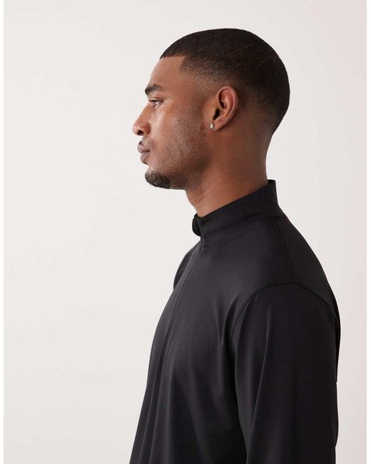 4505 Black Quick Dry Mesh 1/4 Zip Long Sleeve Running Top for men