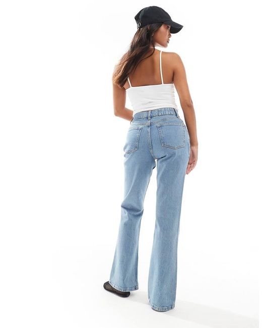 ASOS Blue Asos Design Petite Mid Rise Flare Jeans