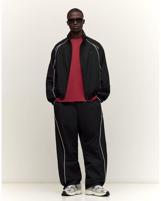 Bershka Black Contrast Technical Jacket for men
