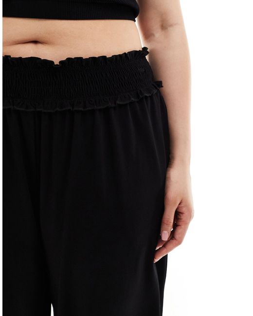 ASOS Blue Asos Design Curve Shirred Waist Cropped Culotte Pants