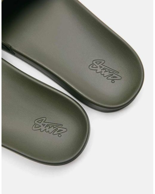 Pull&Bear Green Stwd Rubberised Sandals for men