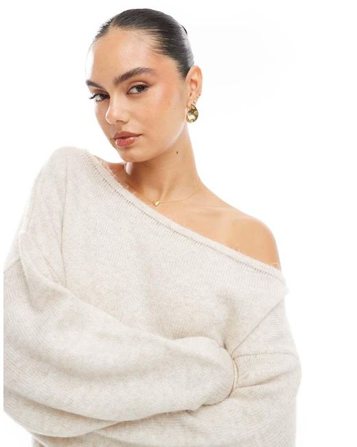 Maglione Monospalla Extra Largo Écru di ASOS in White
