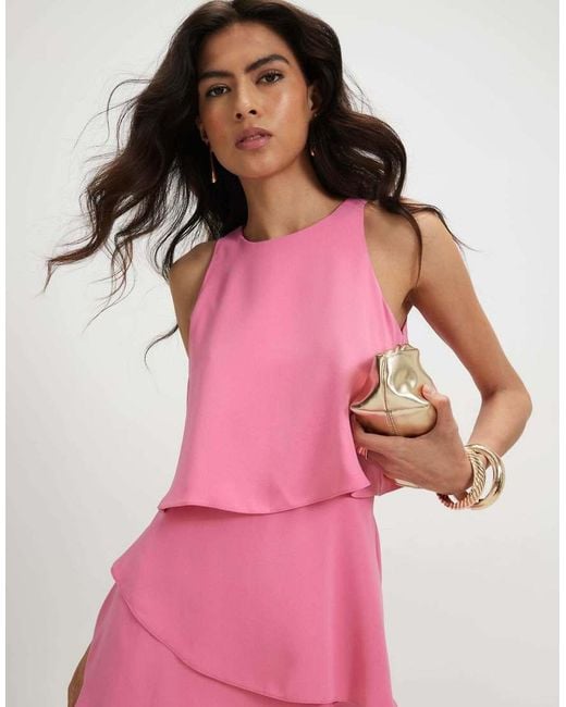 River Island Pink Frill Layered Playsuit