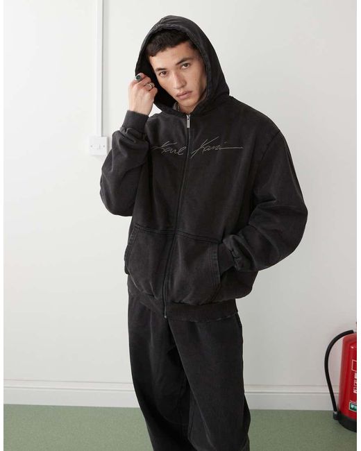Sudadera Negra Con Capucha Y Cremallera Autograph De (Parte De Un Conjunto) Karlkani de hombre de color Black