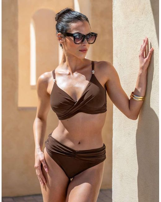 Pour Moi Black Tulum Luxe Matte Non Padded Underwired Twist Front Bikini Top