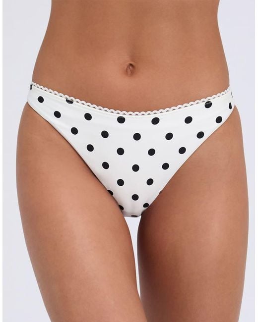 Boux Avenue White Hydra Brief Bikini Bottoms Summer Polka Dot Classic Swimwear
