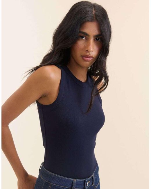 Nobody's Child Blue Ribbed Racer Vest