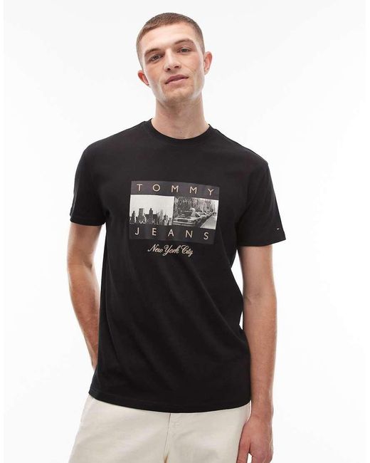 Tommy Hilfiger Black Photo Flag T-Shirt for men