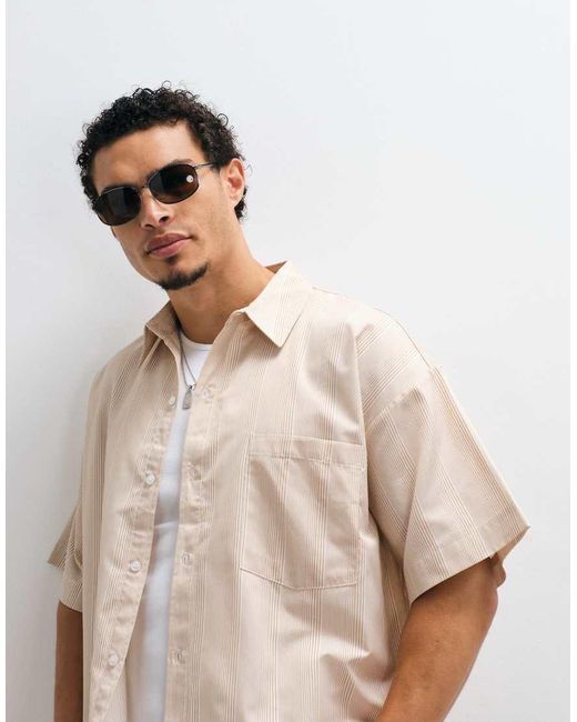 Reclaimed Vintage Natural Short Sleeve Boxy Shirt for men