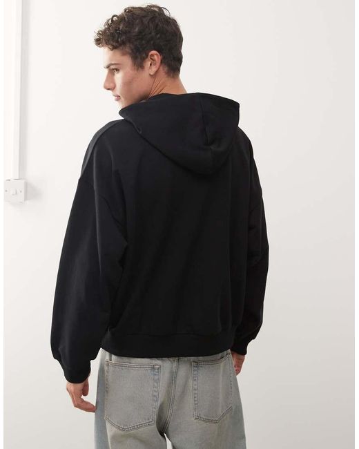 Collusion Black Unisex Logo Boxy Hoodie