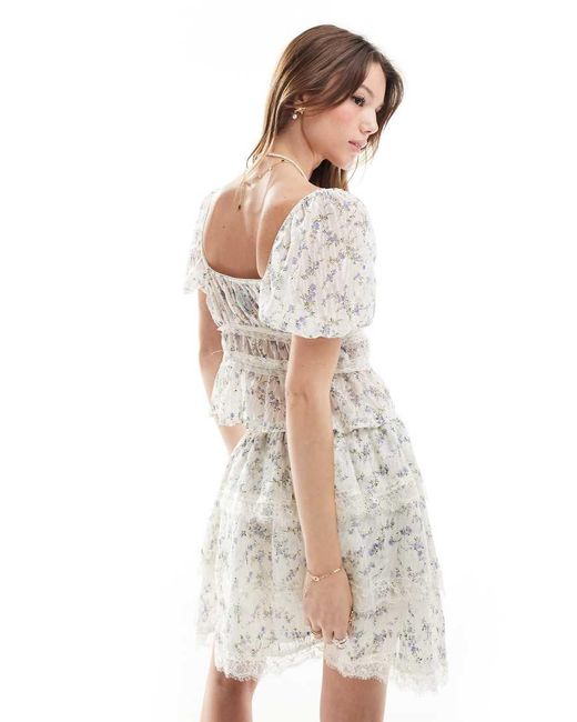 New Look Mini Rok Met Stroken En Kanten Rand in het White