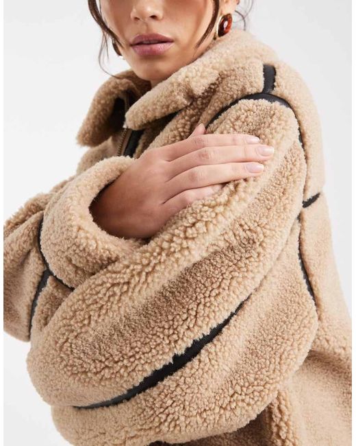 ASOS Natural Teddy Outer Mid-length Jacket