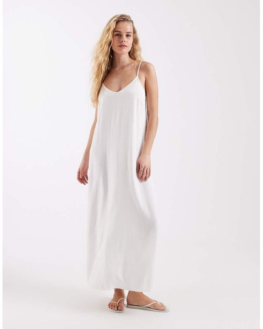Vero Moda White Linen Touch Cami Maxi Dress