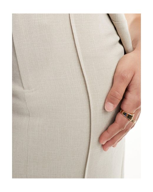 4th & Reckless White Linen Tailored Seam Detail Maxi Column Skirt Co-ord