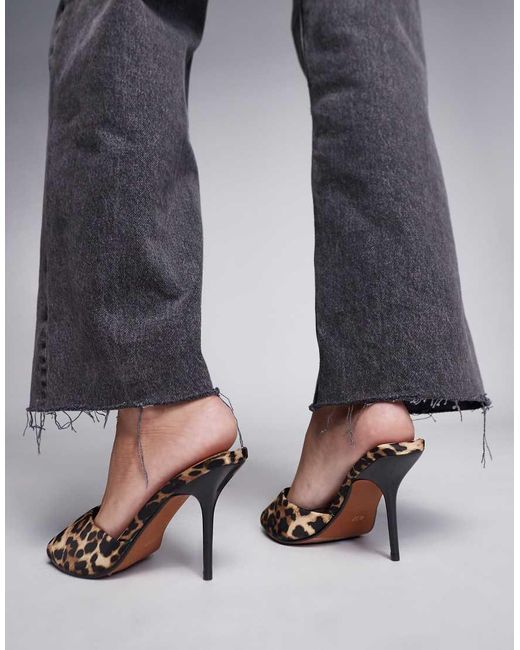 River Island Gray Satin Mule Heels