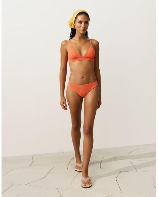 Oysho Orange Piqué Triangle Bikini Top