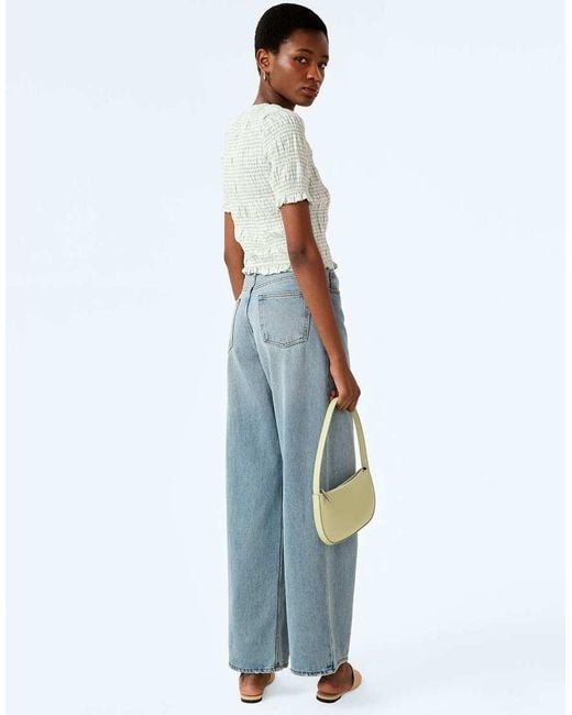 OMNES Blue Burke Cropped Mint And Gingham Top