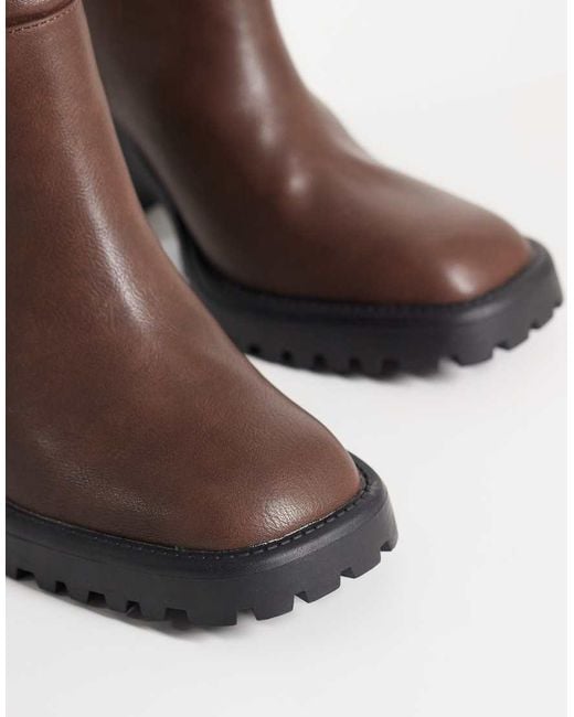Raid Brown Carnie Block Heel Knee Boots