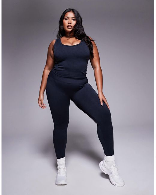 Curve - débardeur sans coutures à col v avec brassière intégrée - délavé 4505 en coloris Blue