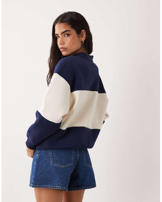 Cotton On Blue Active Plush Graphic Rugby Sweatshirt