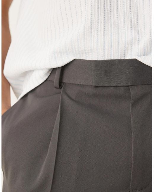 ASOS Natural Smart Relaxed Tapered Trousers With Front Pleat for men