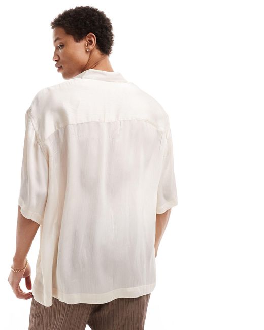 ASOS White Oversized Overhead Textured Satin Shirt for men