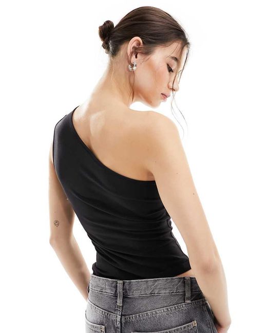 Weekday Black Cindy One Shoulder Top