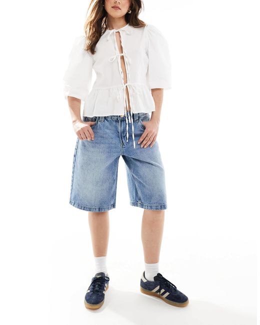 Bershka Blue – baggy-jeans-shorts